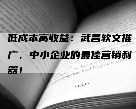 低成本高收益：武昌软文推广，中小企业的最佳营销利器！